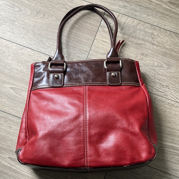 Luce Dark Red & Brown SUPER SOFT Genuine Leather Large Handbag - Picture 5 of 14